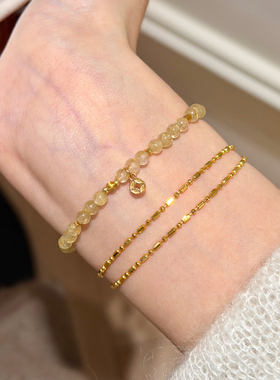 谷岚天然4mm金发晶黄水晶手串