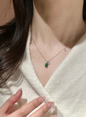 谷岚危料翡翠葫芦925纯银项链