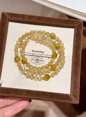 谷岚天然黄水晶金发晶项链手串