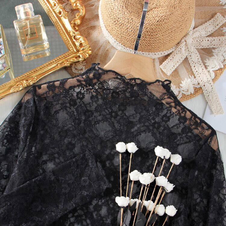 透明高领蕾丝打底衫仙气内搭毛衣 温娴蕾丝衫/雪纺衫