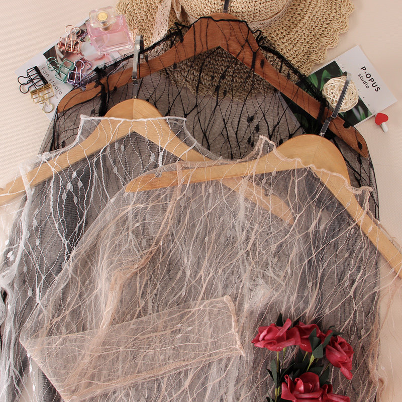 透明高领蕾丝薄款神仙内搭打底衫 温娴T恤