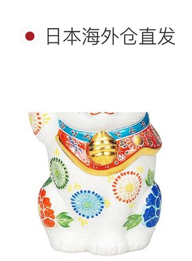 日本直邮九谷烧 No.8 招财猫雕像白色幸运符
