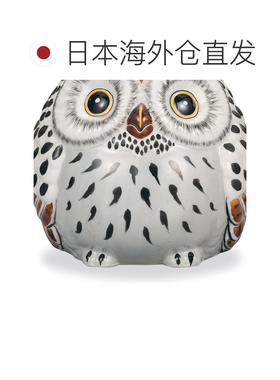 日本直邮九谷烧礼品包装5号圆形猫头鹰白色饰品吉祥物