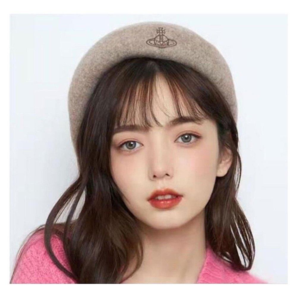 日本直邮西太后土星女款刺绣羊毛时尚贝雷帽复古帽子2025春秋新款