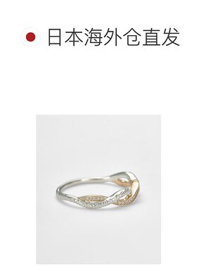 1h可退 日本直邮agete 阿卡朵 女士 K10/银镶0.05ct钻石戒指 叶脉