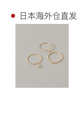 日本直邮SMELLY 女士 华奢金色三件套叠戴戒指 SM261302244008