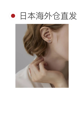 日本直邮4℃ K10白金耳钉 白色配饰