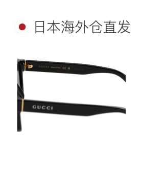 日本直邮GUCCI 太阳镜男式女式亚洲版型防紫外线太阳镜黑色 GG114