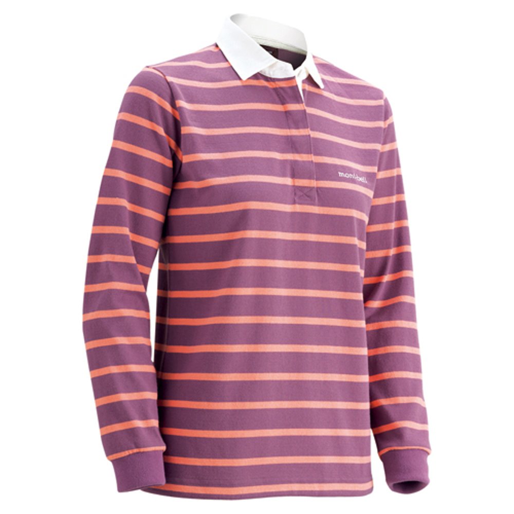 日潮跑腿Montbell蒙贝欧 WIC.Rugger 女款长袖条纹polo衫 ROWN S - 图2