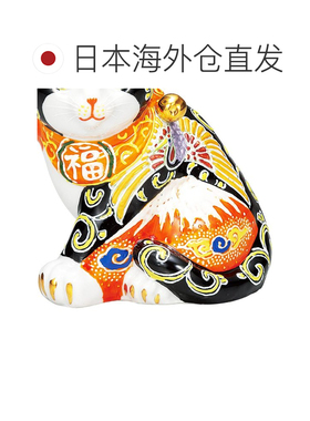 日本直邮九谷烧礼品包装 5.5号 招财猫 红色富士山与仙鹤 吉祥物
