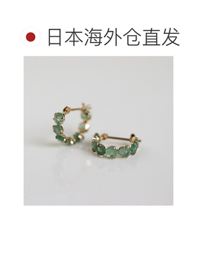 日本直邮cui-cui 黄金10K绿色砂金石快扣圆环耳环【付后1h可退】