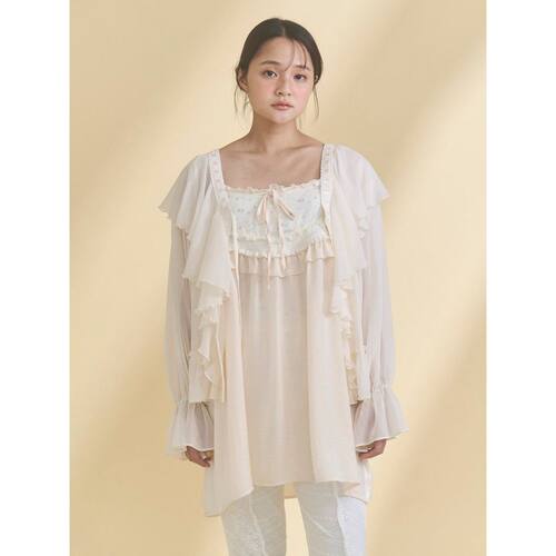 日本直邮merry jenny 女装 宽松缎面蝴蝶结吊带罩衫 2826104007 - 图2