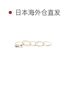 1h可退 日本直邮BEAMS HEART 女士 真鍮玻璃 多层叠戴 透明石5件