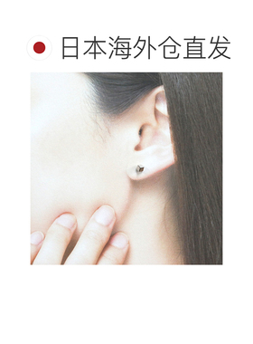 日本直邮（243852）18k 白色黄金小方形镶嵌耳钉 白色黄金 银色色