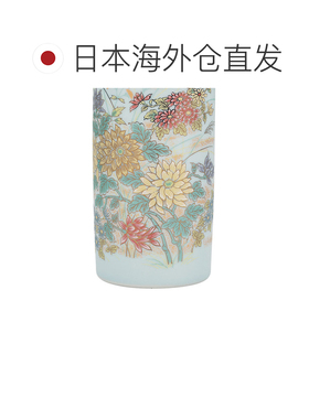 日本直邮九谷烧礼品包装6号金菊麻雀纹圆柱形花瓶