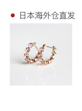 日本直邮cui-cui 粉红电气石 snap 式 hoop 耳环 【付后1h可退】