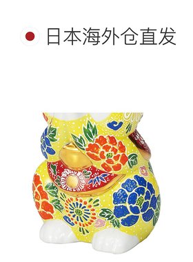 日本直邮九谷烧7号 祈福猫 黄色 装饰物 护身符 招财猫