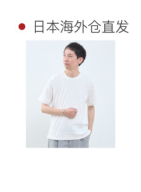 日本直邮MEN'S MELROSE 男士 微宽松圆领T恤 仿肌理斜纹质感 A046