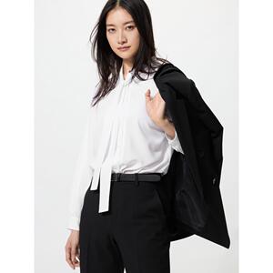 日潮跑腿UNIQLO优衣库 人造丝蝴蝶结衬衫 485650