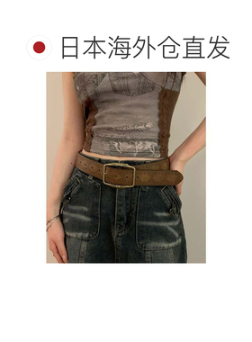 日本直邮民族风复古 Y2K 西部宽腰带 韩国时尚 黑色