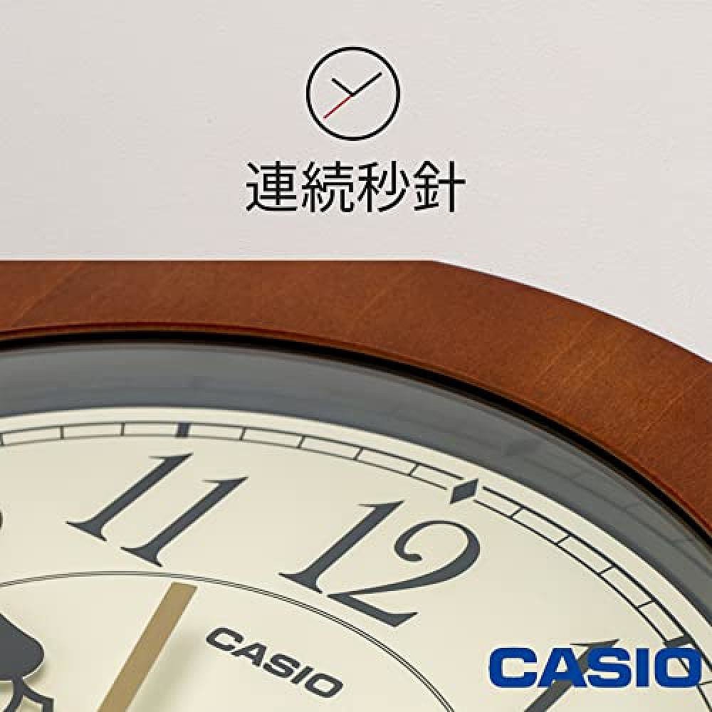 【日本直邮】Casio卡西欧 挂钟棕指针木纹26cm静音连续秒针IQ-135 - 图2