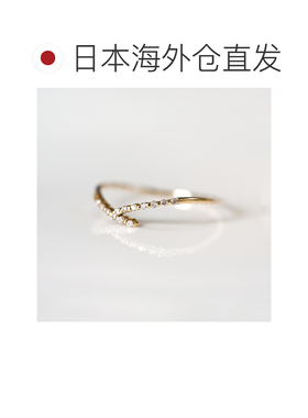 1h可退 日本直邮cui-cui 世界小钻石 V型 黄金戒指 K10YG 754786