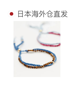 日本直邮岩座 IWAKURA 男女同款本蓝染棉麻天然石手链 2CHZ0852