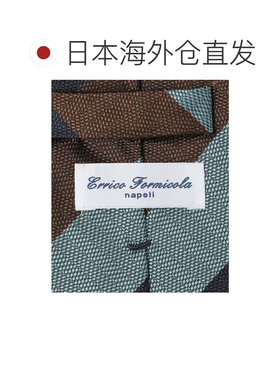 日本直邮SHIPS Errico Formicola 丝绸提花宽条纹领带 深绿色