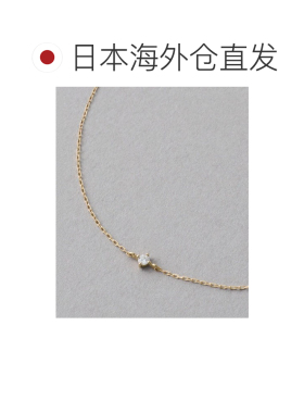 日本直邮ete 女士 K10黄金 一粒钻石 手链 简约设计 可调节 75051
