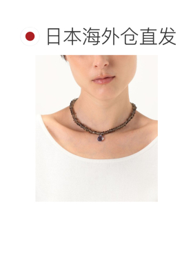 日本直邮SISI JOIA 女士 烟灰色玻璃珠+浅蓝滴坠短项链 310162010