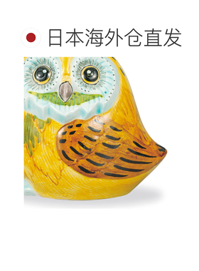 日本直邮九谷烧礼品包装3号侧卧猫头鹰黄色饰品吉祥物