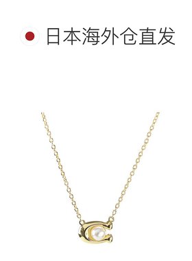 日本直邮Coach 女士项链 吊坠标志 341916 GLD 100 金色白色配饰