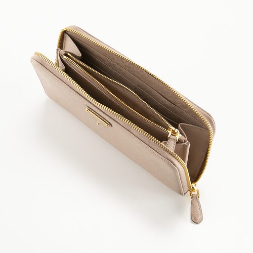 日本直邮Prada SAFFIANO TRIANGOLO 圆形长款钱包 1ML506 QHH - 图2