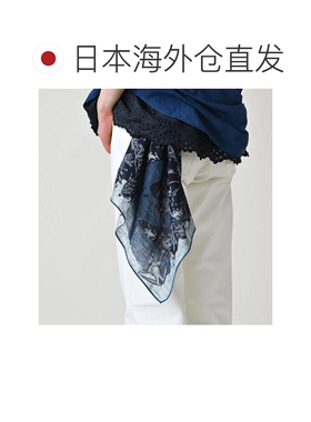 日本直邮45R 靛蓝棉纱方巾 【付后1h可退】围巾头巾