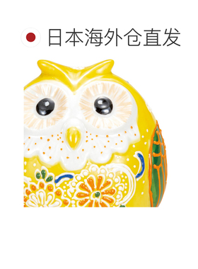 日本直邮九谷烧礼品包装 2.5 号猫头鹰 黄色 装饰 吉祥