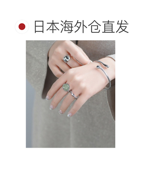 1h可退 日本直邮ANE MONE 女士天然石虎眼石绿 aventurine金属戒