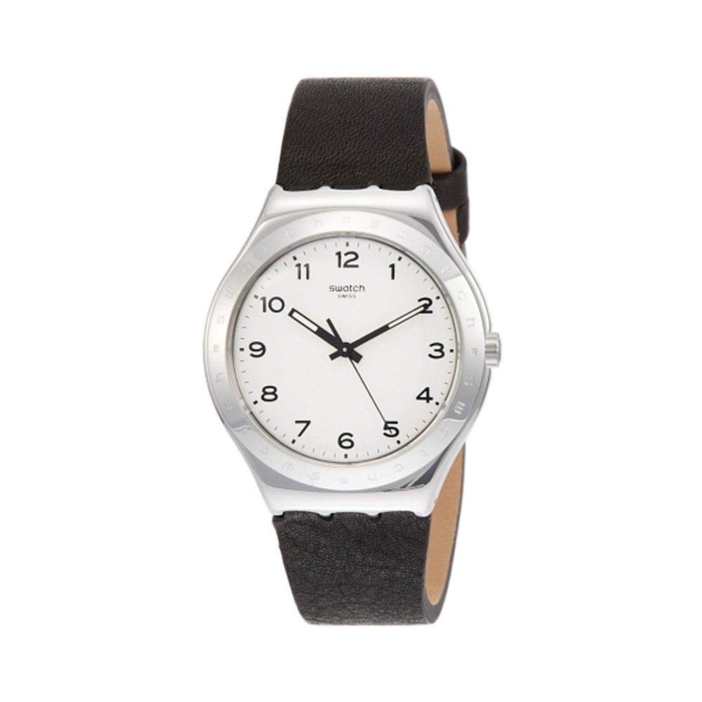 天猫国际日本直购日本直购SWATCH 斯沃琪 男士黑色皮革圆盘手表 YWS101时尚休闲0