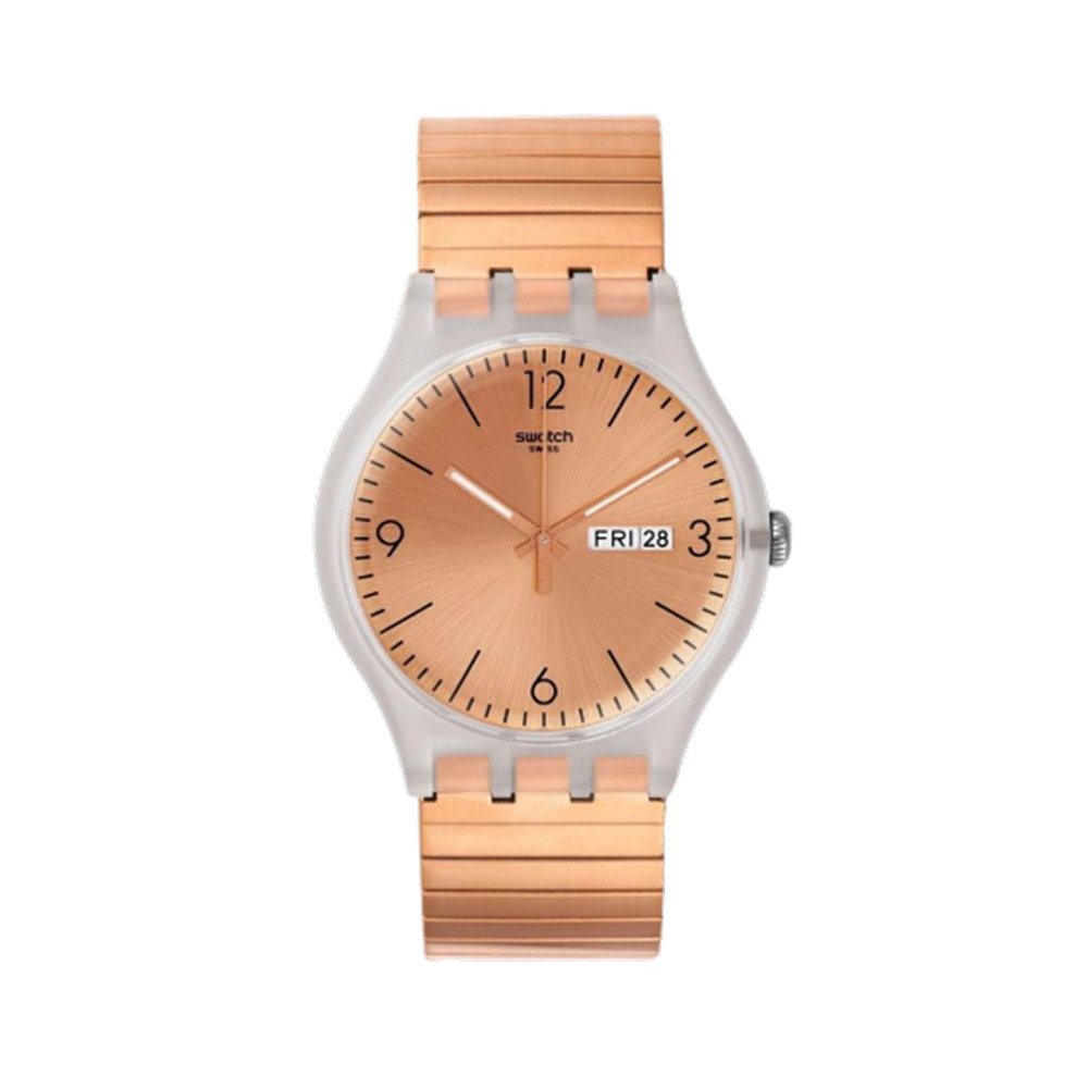 天猫国际日本直购日本直邮SWATCH斯沃琪手表新绅士纽金特防锈大号SUOK707A玫瑰金0