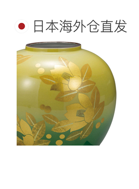 日本直邮九谷烧礼品包装 8 号花瓶 釉上金箔山茶花（附花架） 山