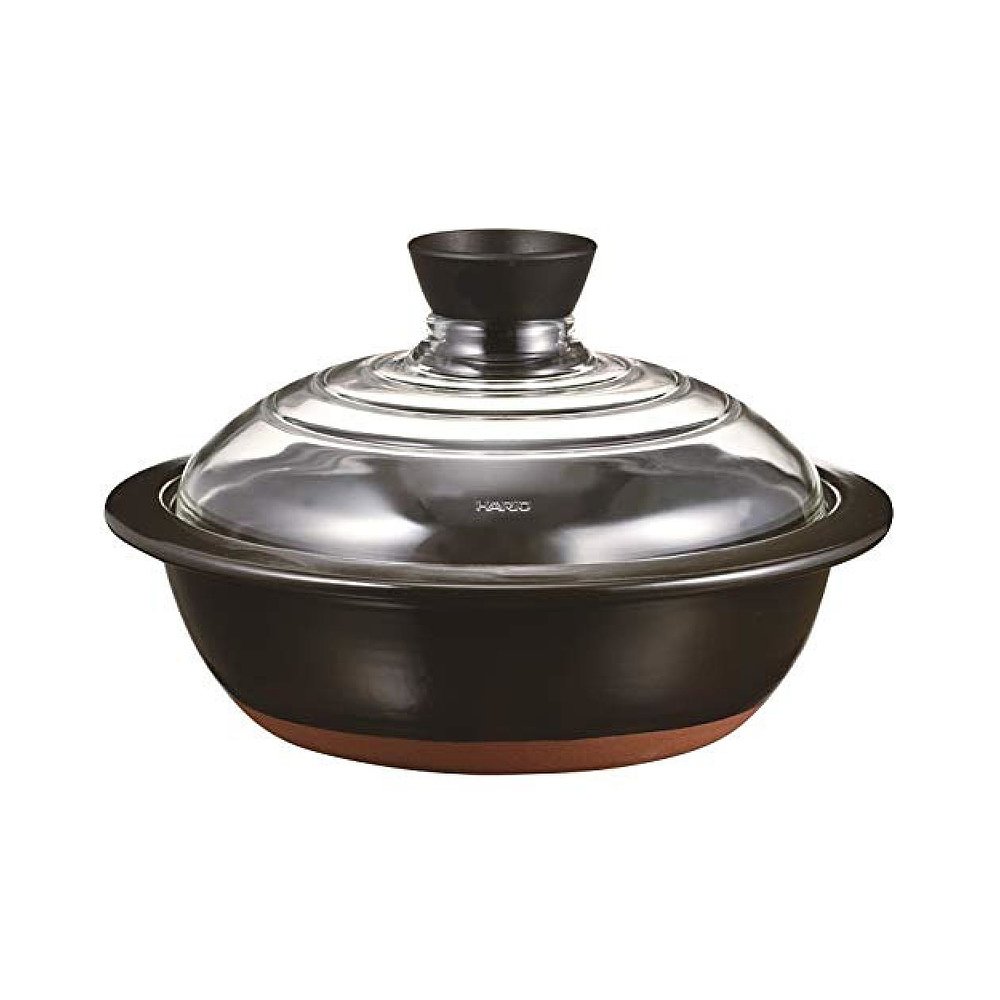 天猫国际日本直购日本直邮HARIO砂锅玻璃盖砂锅2000ml黑色厨房锅具烹饪用具0