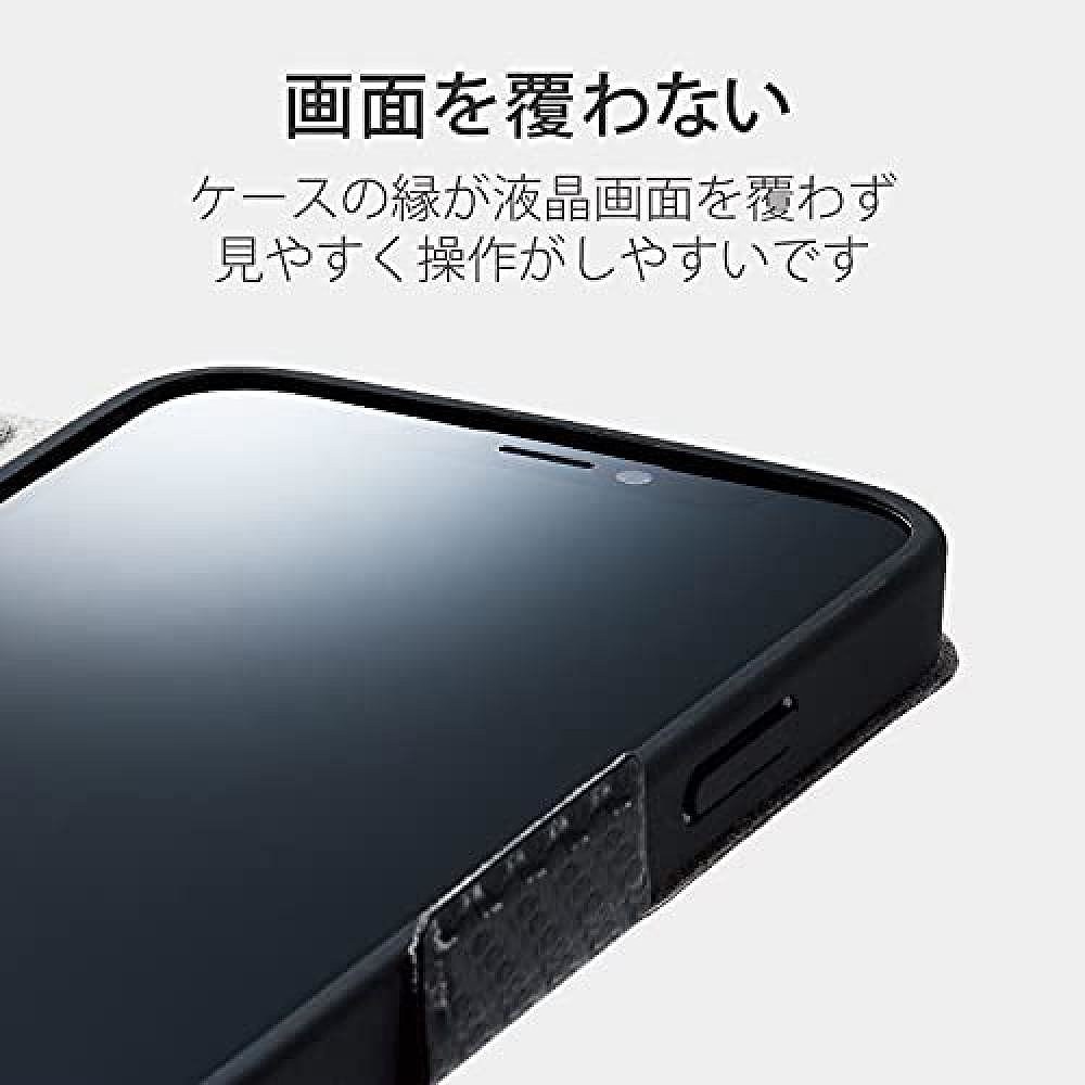 【日本直邮】ELECOM iPhone 13 mini皮制翻盖手机壳黑色-图2