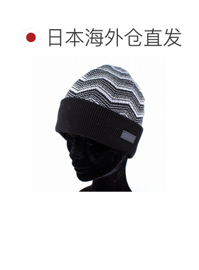 日本直邮mila schon 男士针织帽 几何图案 黑色 秋冬 防寒