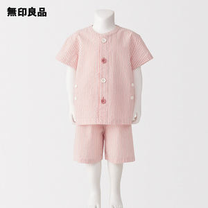 日本直邮MUJI 无印良品 婴儿无缝侧缝足球纹半袖换穿睡衣