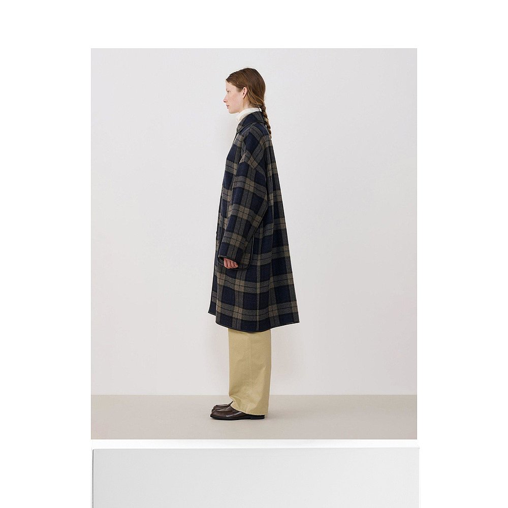 1h可退 日本直邮TOMORROWLAND 格纹羊毛粗花呢立领大衣 - 图3