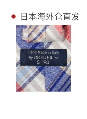 日本直邮SHIPS BREUER 亚麻 藏青 马德拉斯格纹 领带