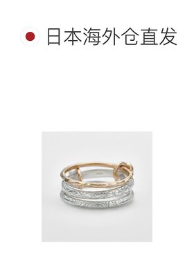 日本直邮日潮 agete 阿卡朵银色／K10卡尔塞多尼／珍珠三连戒指