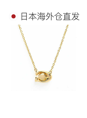 日本直邮Coach 女士标志性 C 字 Logo 水晶项链透明金色493112GLD