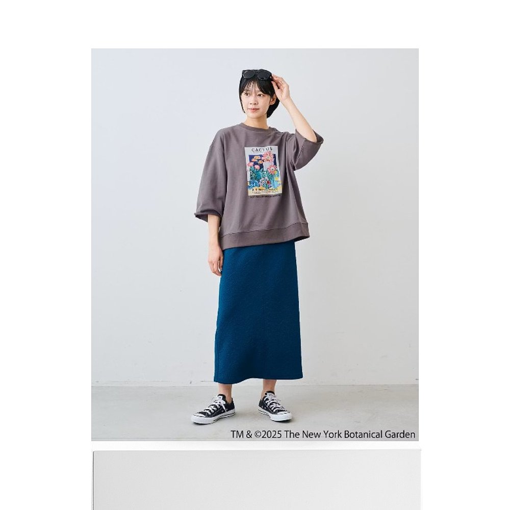 1h可退 日本直邮IEDIT 女装 纽约植物园联名 休闲宽松八分袖T恤 G - 图3