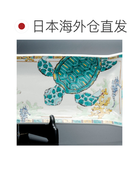 日本直邮九谷烧礼品包装山近康 九谷烧15号海龟纹装饰盘（带底座