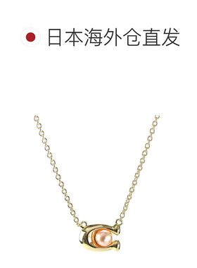 日本直邮Coach 项链 女士吊坠标志 341916 GLD 651 金色粉色 配饰